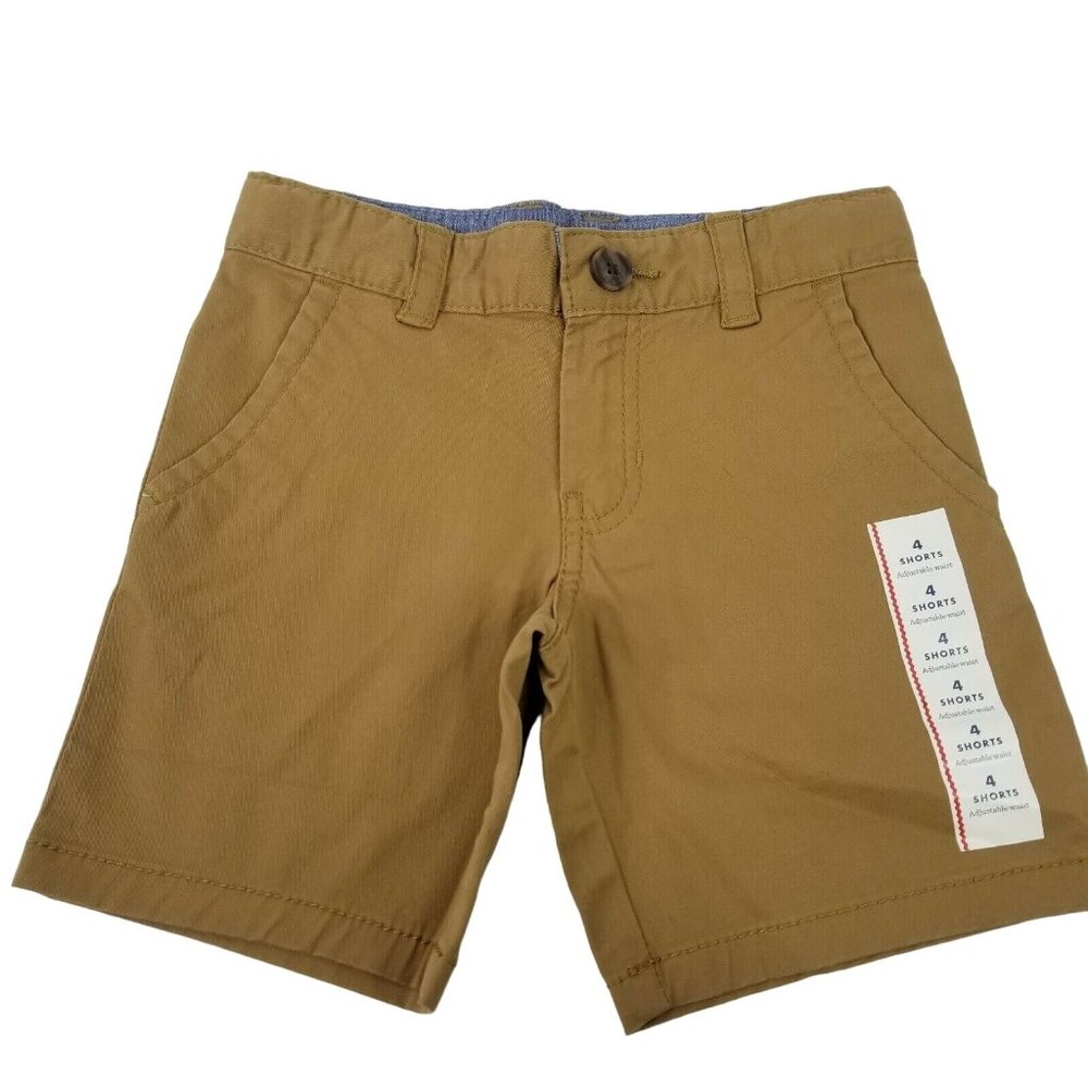 Boys Cat & Jack Brown Chino Shorts Flat Front Size 4